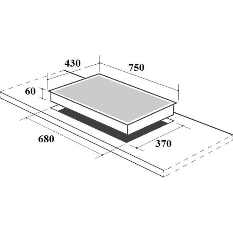 Kích thước bếp gas âm Canzy CZ-68H